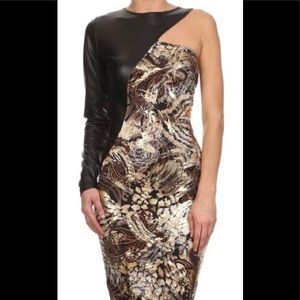 One Shoulder Metallic Dress
